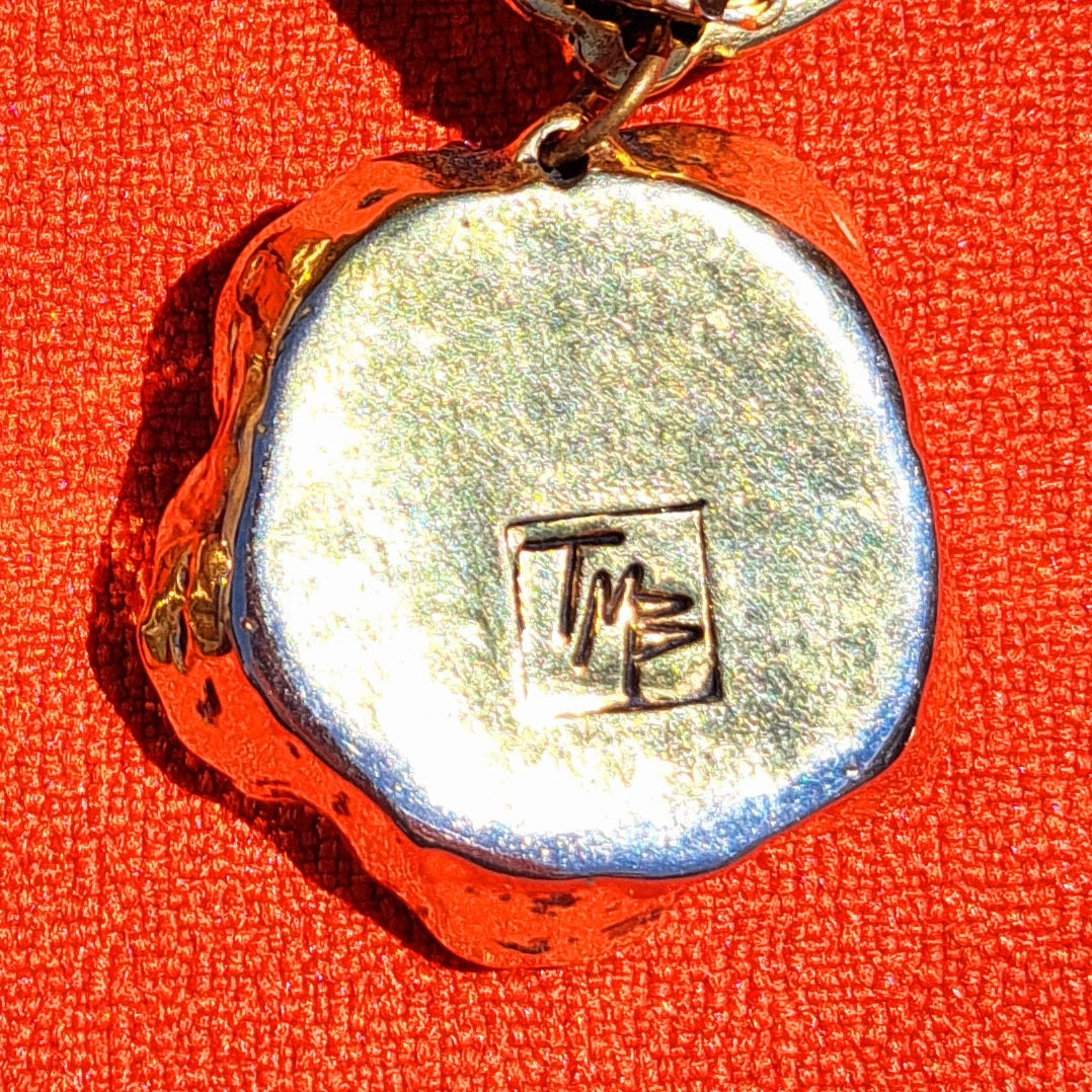 Clips d'Oreilles Vintage TMB Fleurs Dorées et Perles Rouges