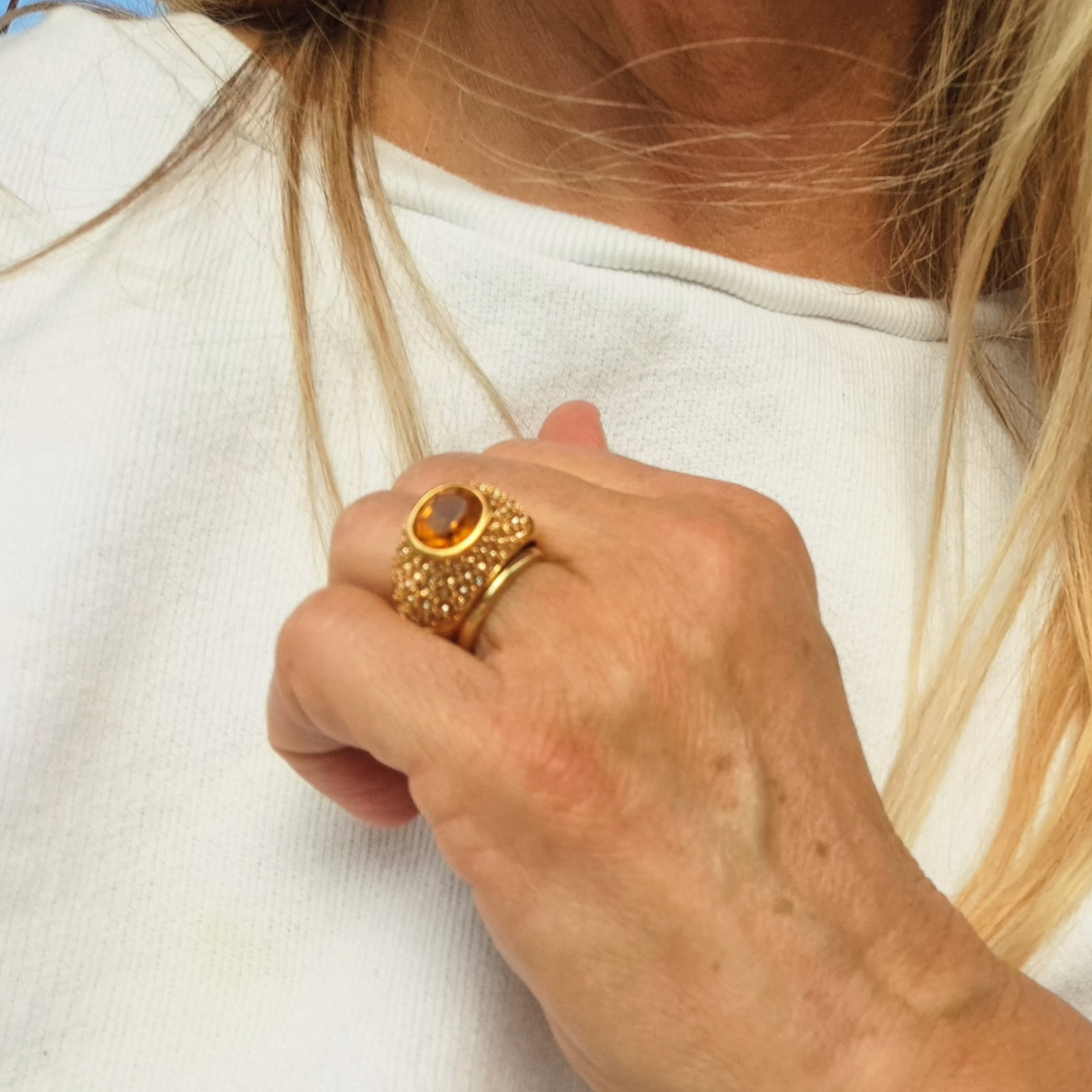 Bague Vintage SWAROVSKI avec Cristal Ambré