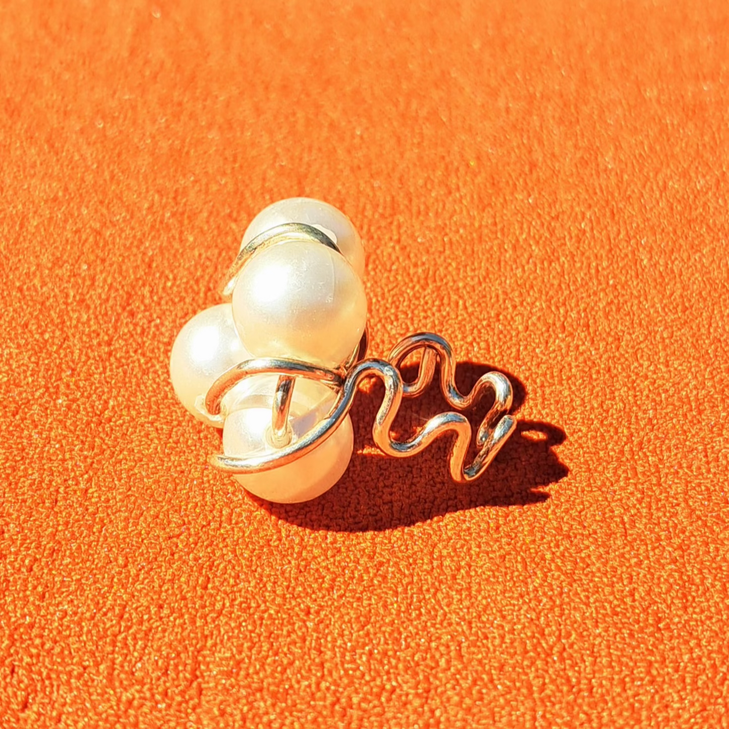 Bague Cocktail en Métal Argenté, Style Sculptural