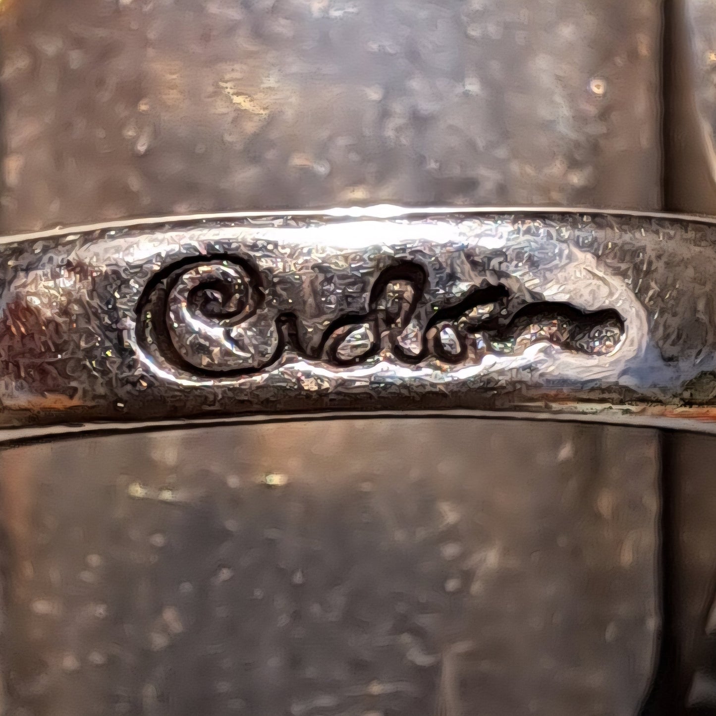 Bague de Créateur Vintage CICLON en Métal Argenté & Verre de Murano