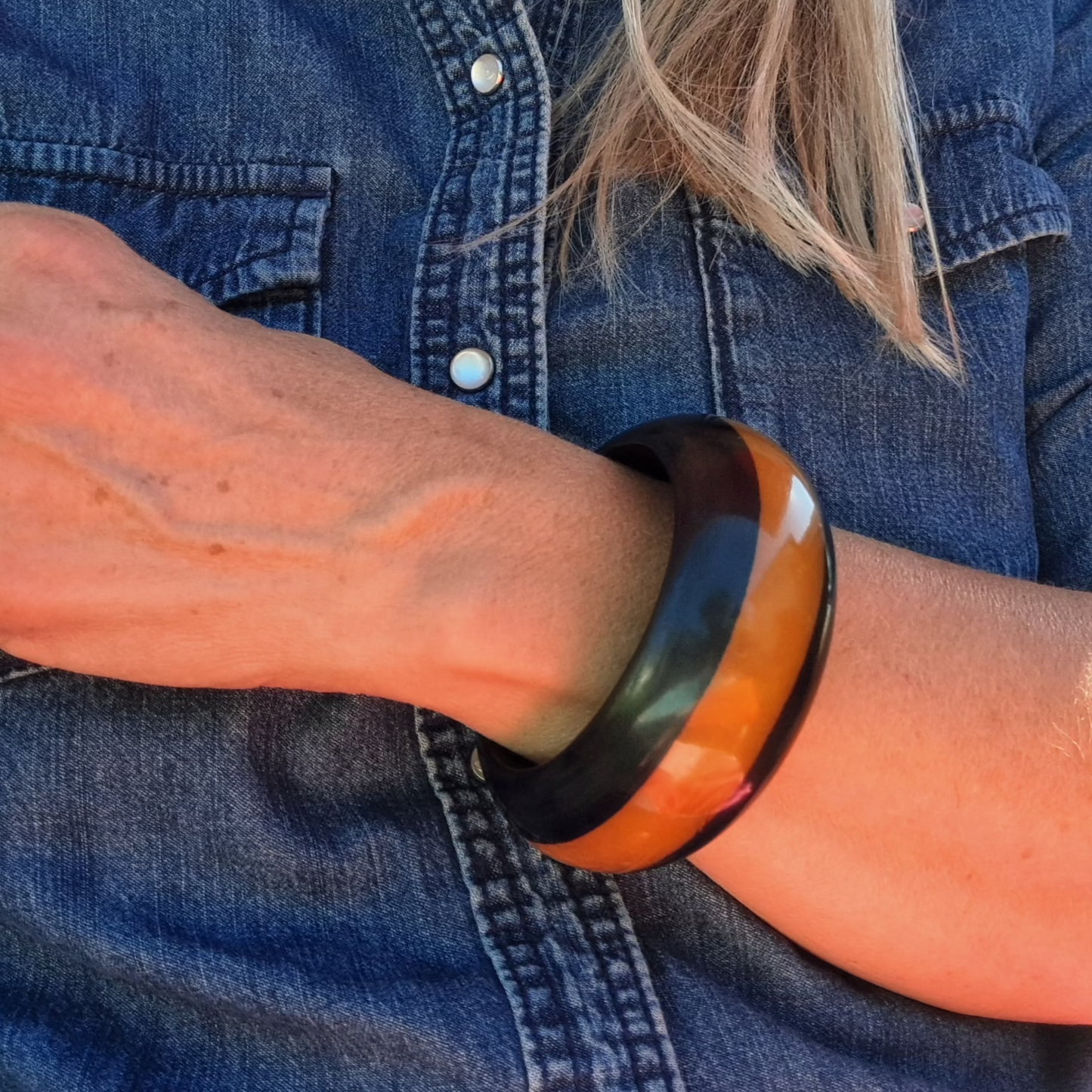 Bracelet Jonc Bakélite Bi Couleur années 1920-1950