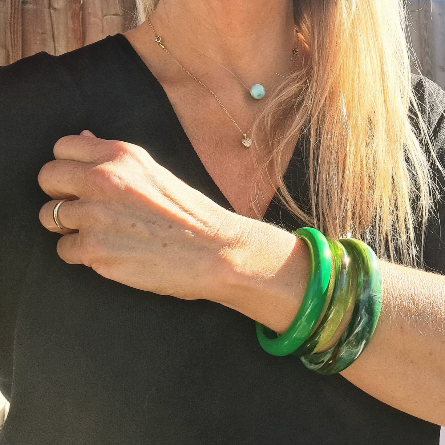 Bracelet Jonc Vert Pomme Années 80