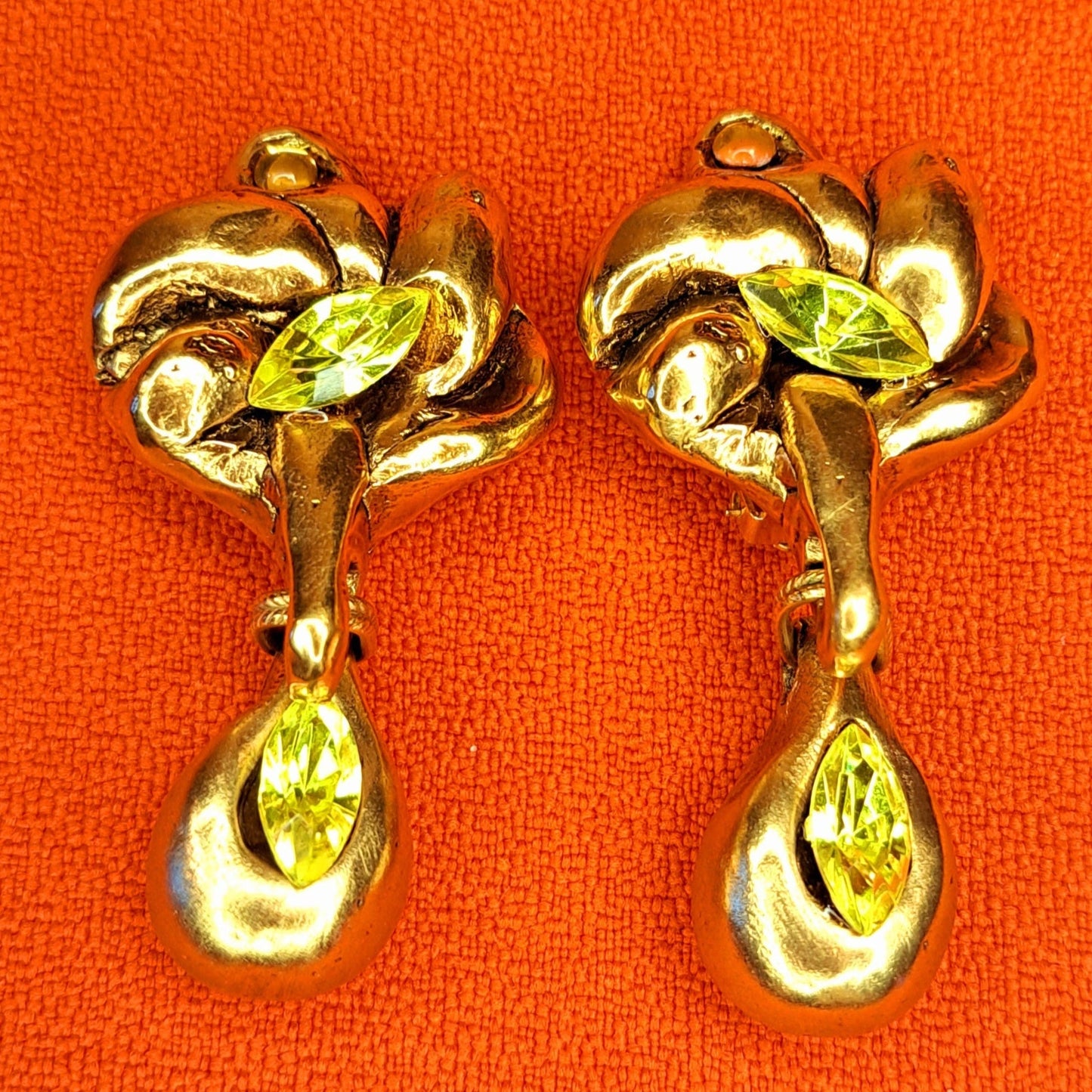 Clips Pendants Ornés de Pierres en Verre Vert