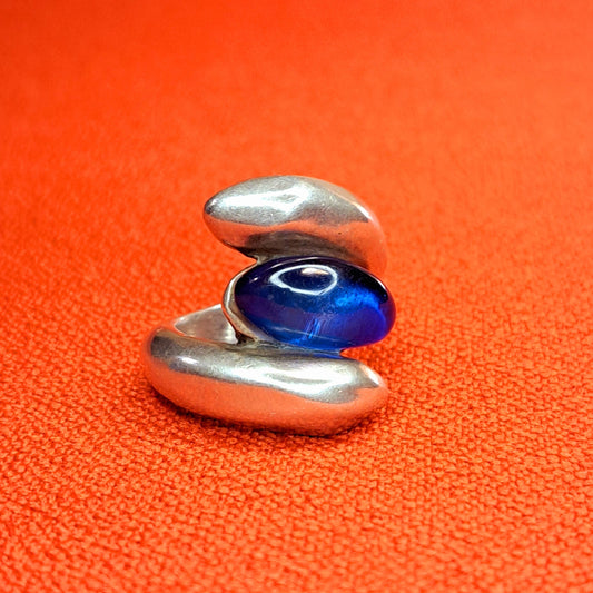 Bague avec Pierre Ovale Bleue UNO de 50