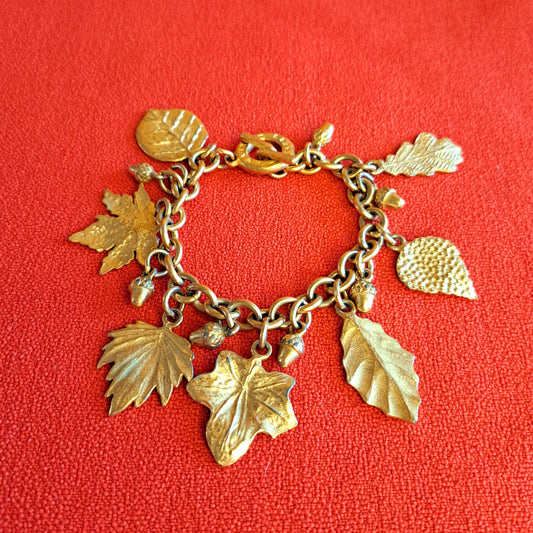 Bracelet Agatha Doré Breloques Feuilles & Glands