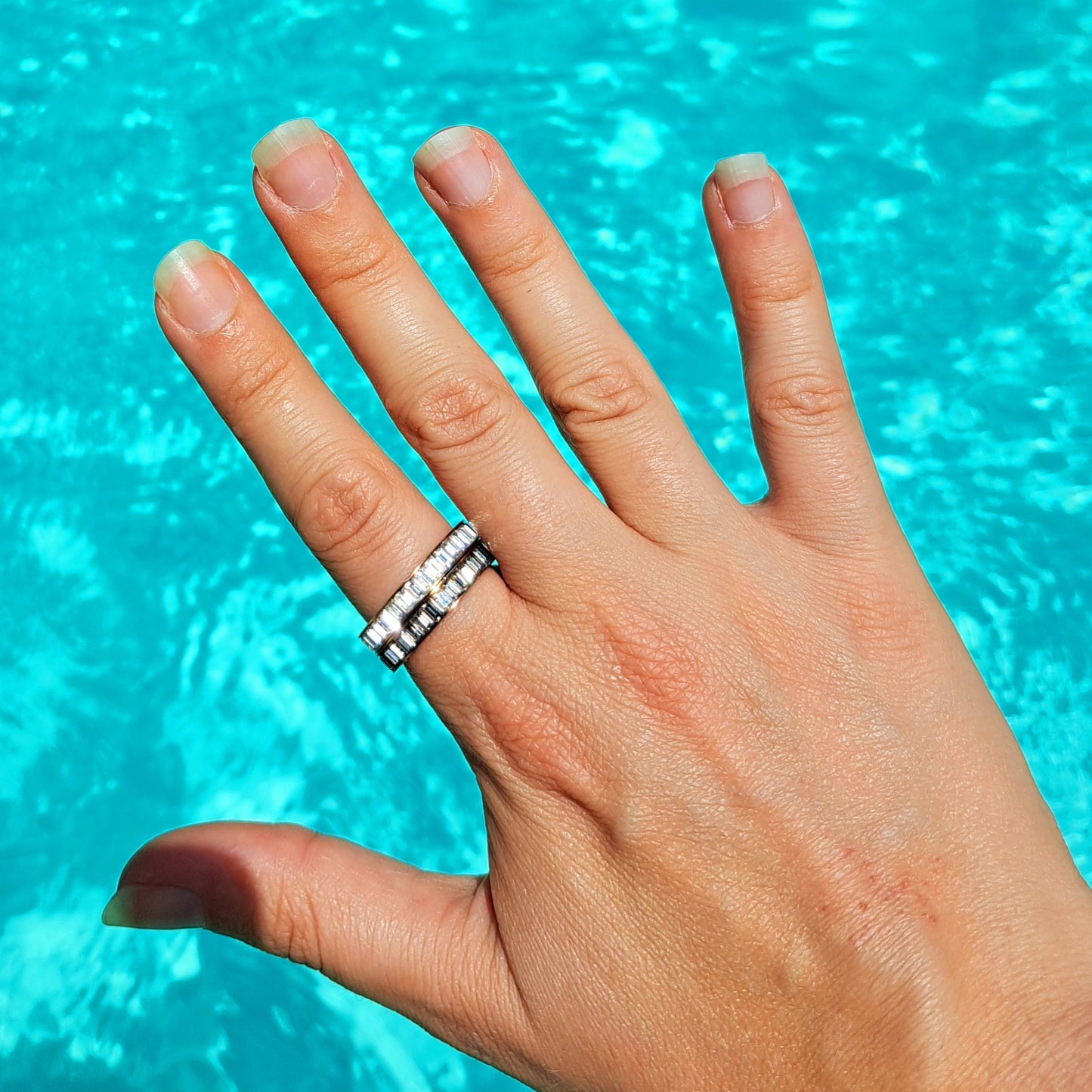 Alliances Éternité SWAROVSKI  Duo de Cristaux Brillants Taille Baguette