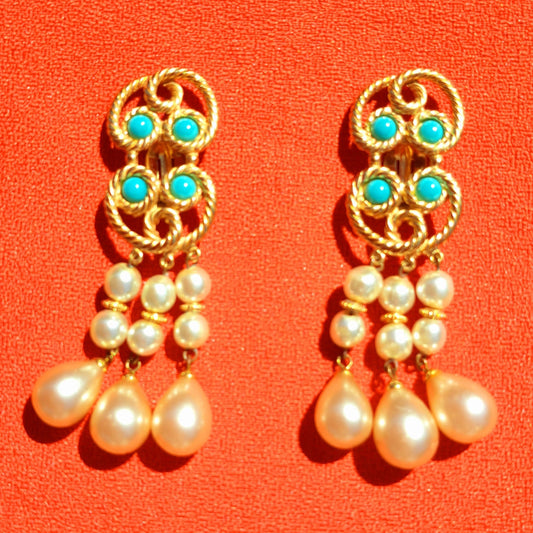 Clips d'Oreilles LORIS AZZARO Paris Perles & Turquoises