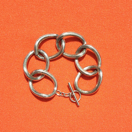 Bracelet à Maillons Epais en Métal Argenté