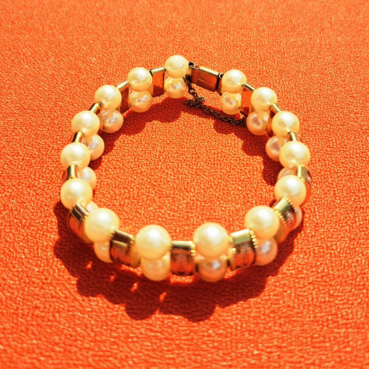 Bracelet Double Rang Perles & Maillons Ornés