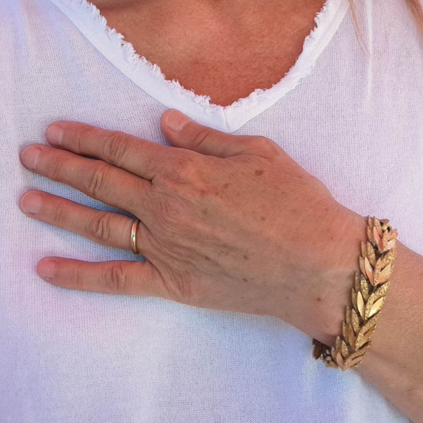 Bracelet Maille Épi de Blé, Doré