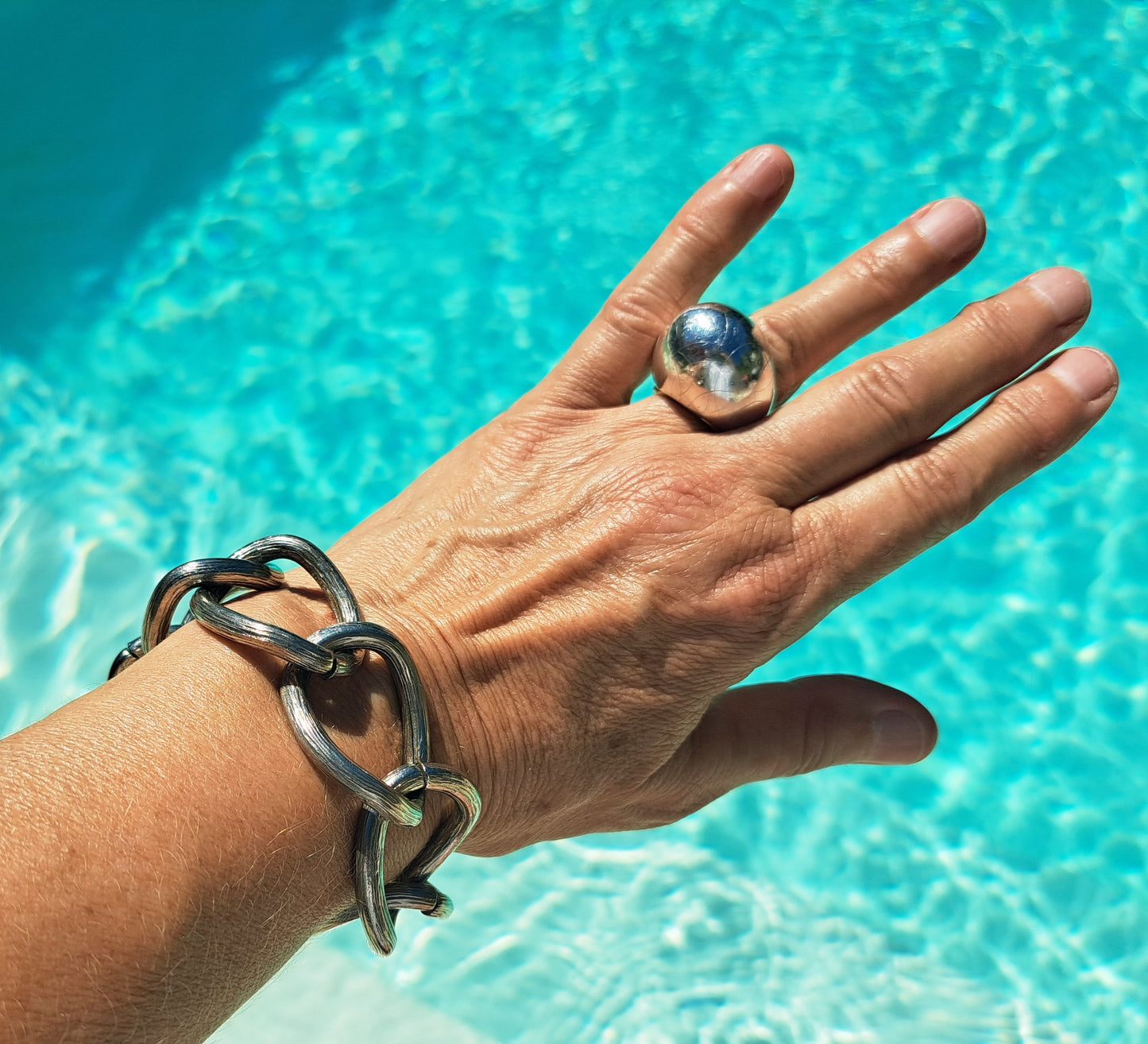 Bracelet à Maillons Epais en Métal Argenté