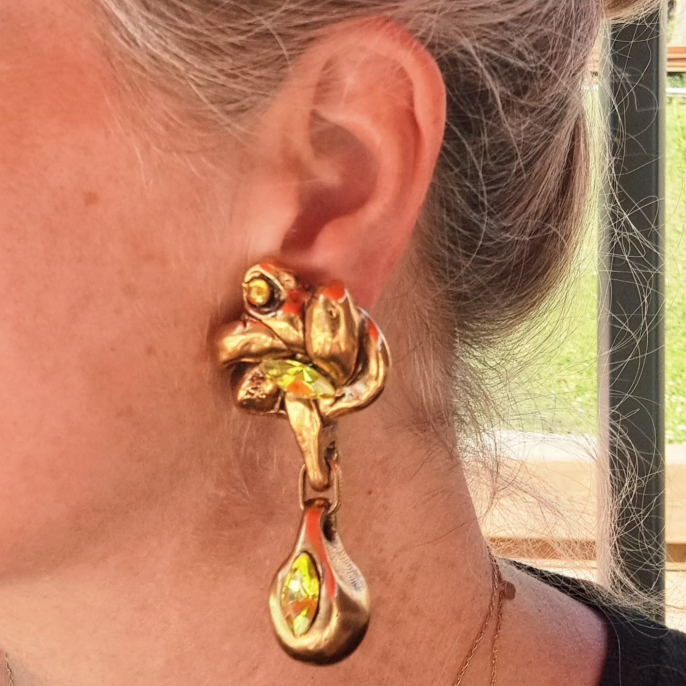 Clips Pendants Ornés de Pierres en Verre Vert