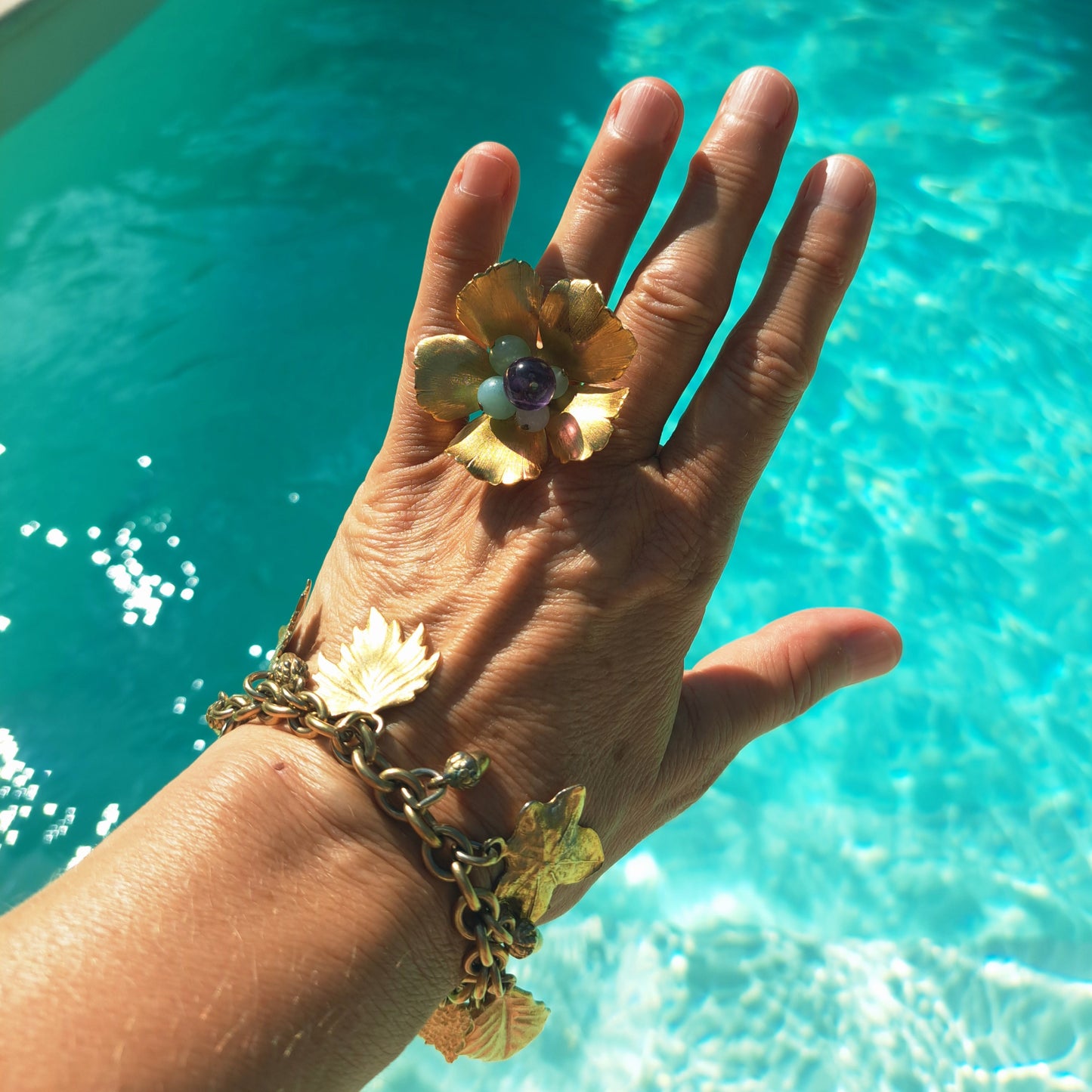 Bracelet Agatha Doré Breloques Feuilles & Glands