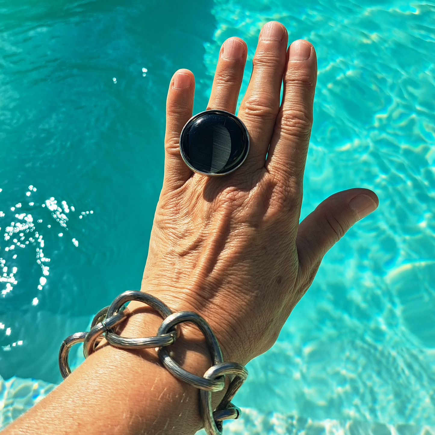 Bague Vintage LA TRIBU RIGAUX Onyx Noir