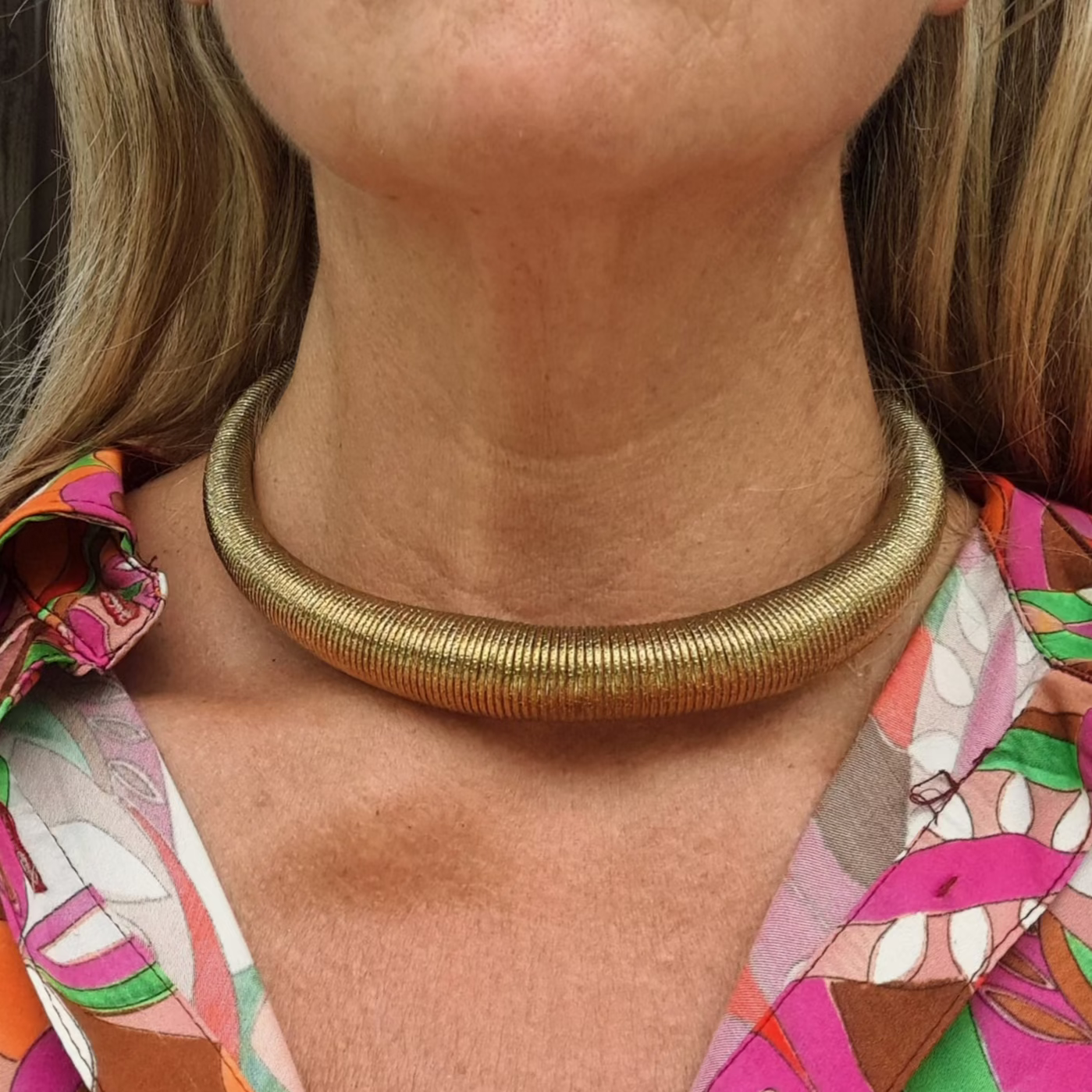 Ras-de-Cou Vintage Doré à Maille Serpent / Spirale