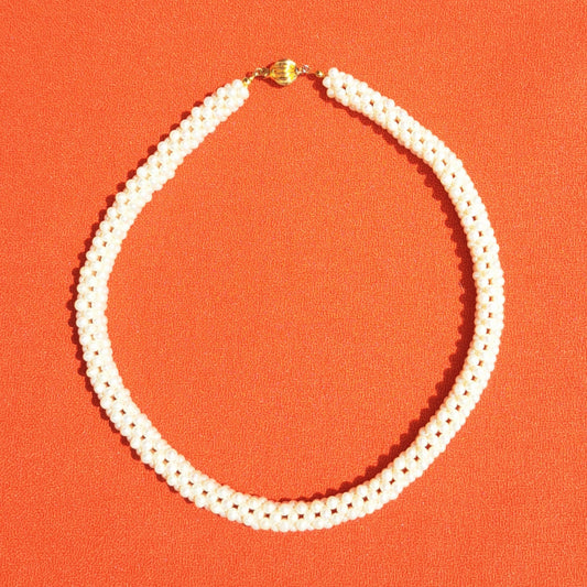 Ras-de-Cou Vintage Tressé de Perles & Fermoir Boule Années 50-70