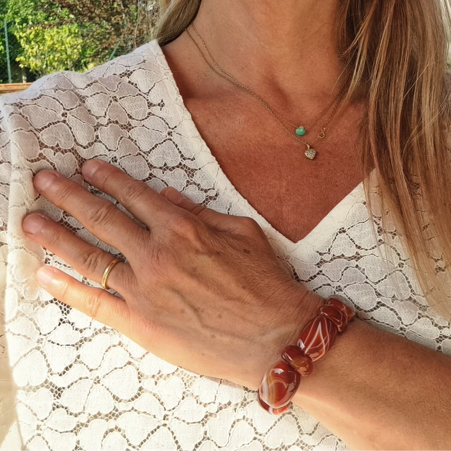 Bracelet Élastique en Agate Naturelle