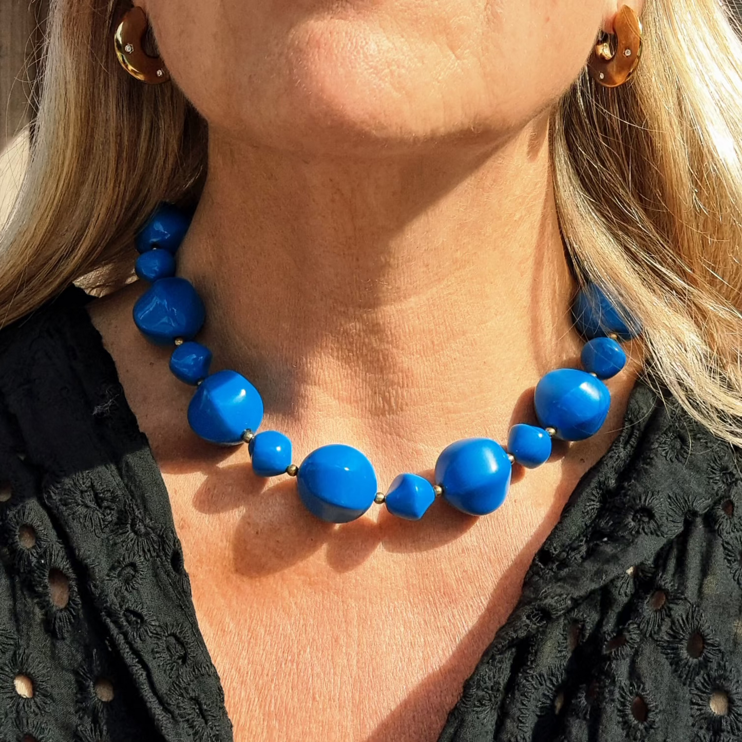 Ras-de-Cou de Perles Bleues Roi Intense Vintage