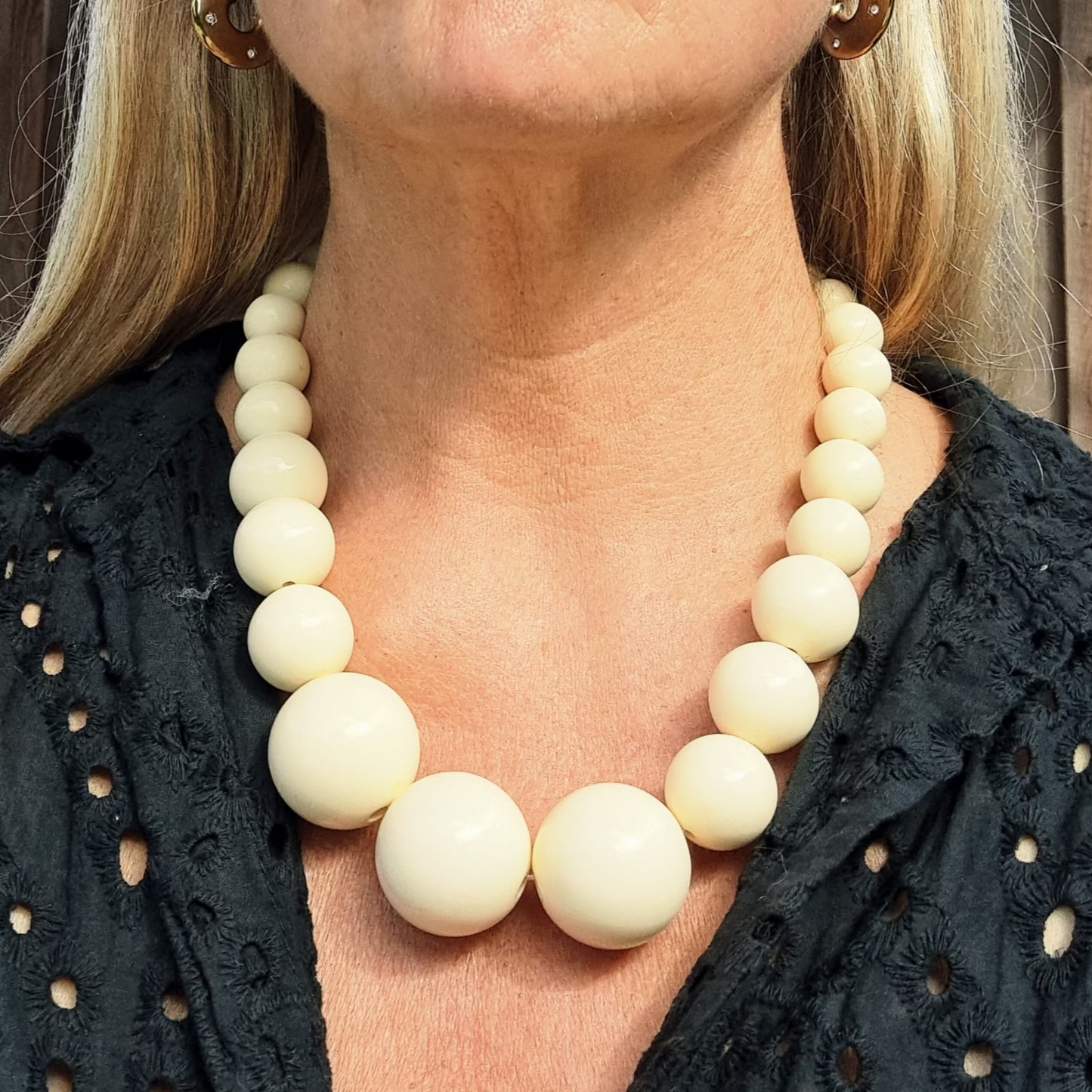 Collier de Perles Crème Vintage à Gradation