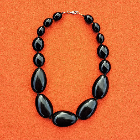 Ras-de-Cou de Perles Noires Vintage Années 70