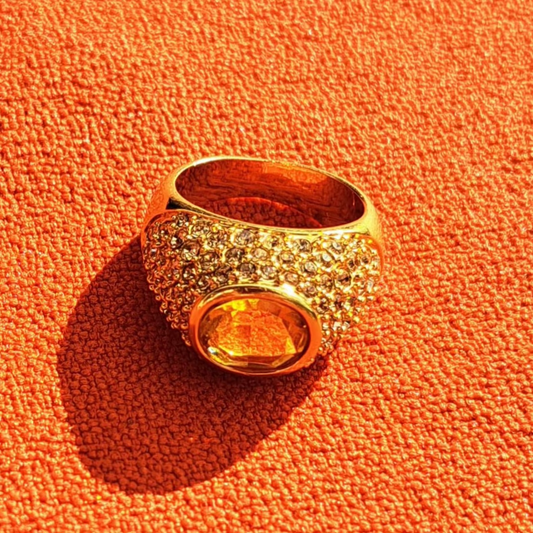 Bague Vintage SWAROVSKI avec Cristal Ambré