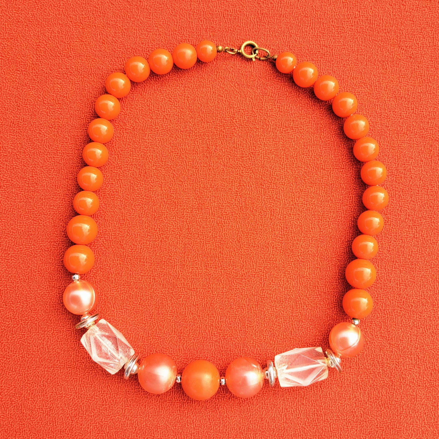 Ras de Cou en  Perles Orange & Facettées