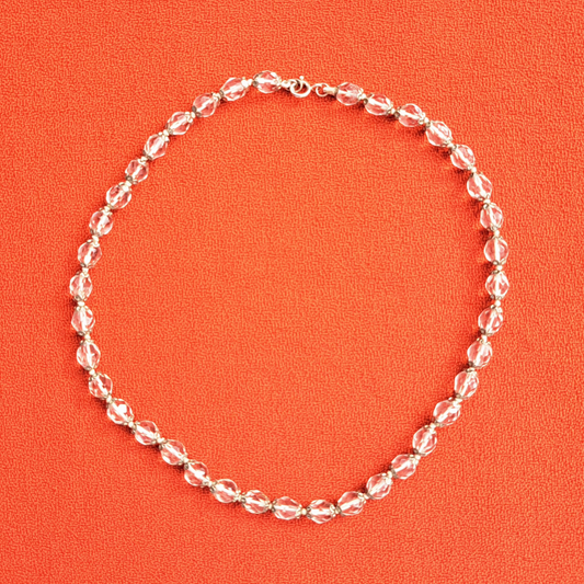 Ras-de-Cou à Perles de Verre Facettées et Fermoir Argenté