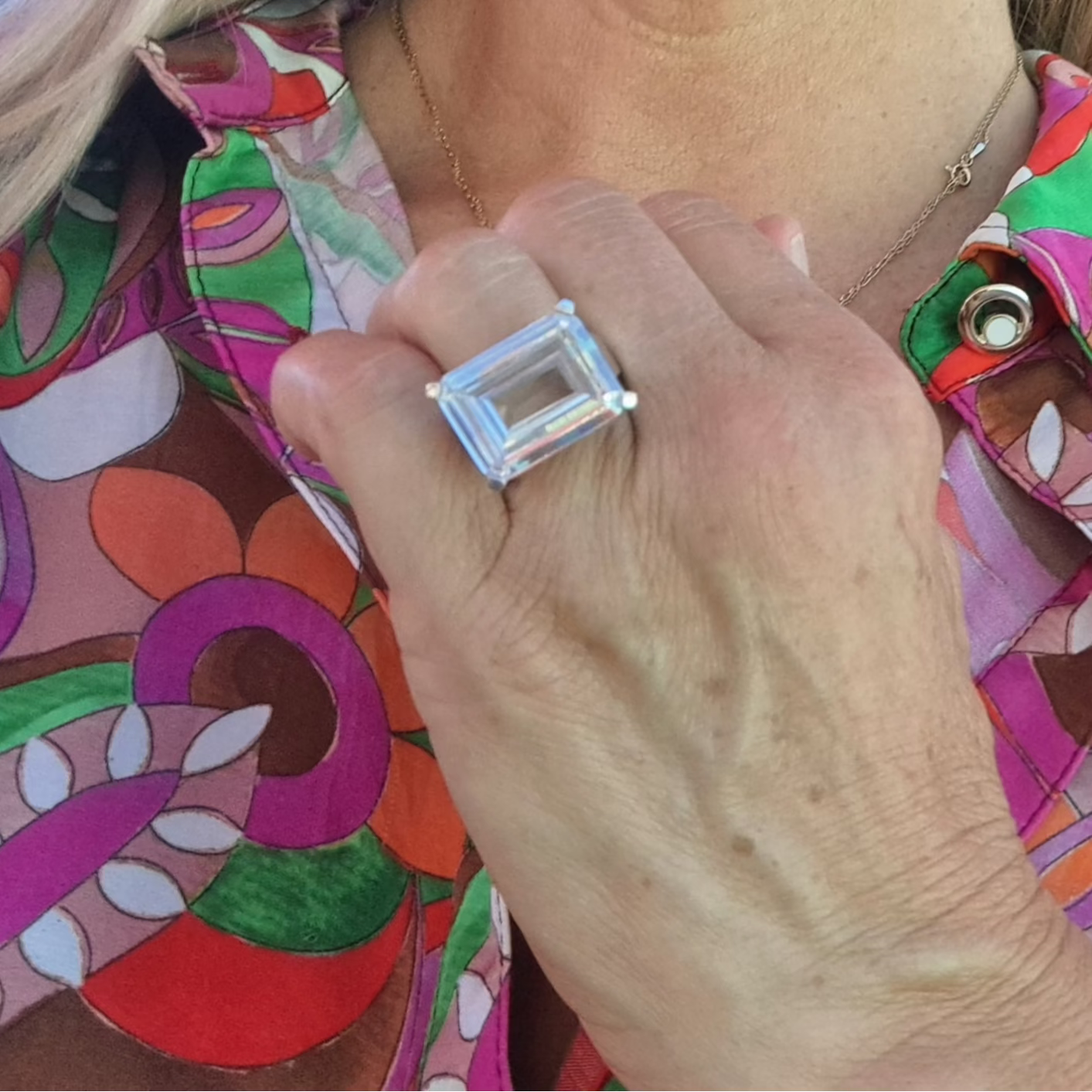 Bague en Argent 925 Solitaire au Cristal Rectangulaire