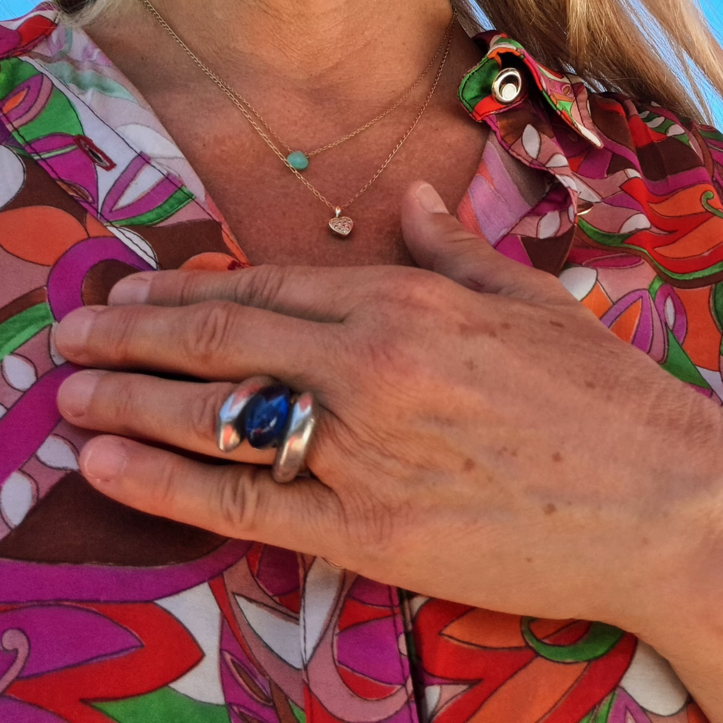 Bague avec Pierre Ovale Bleue UNO de 50