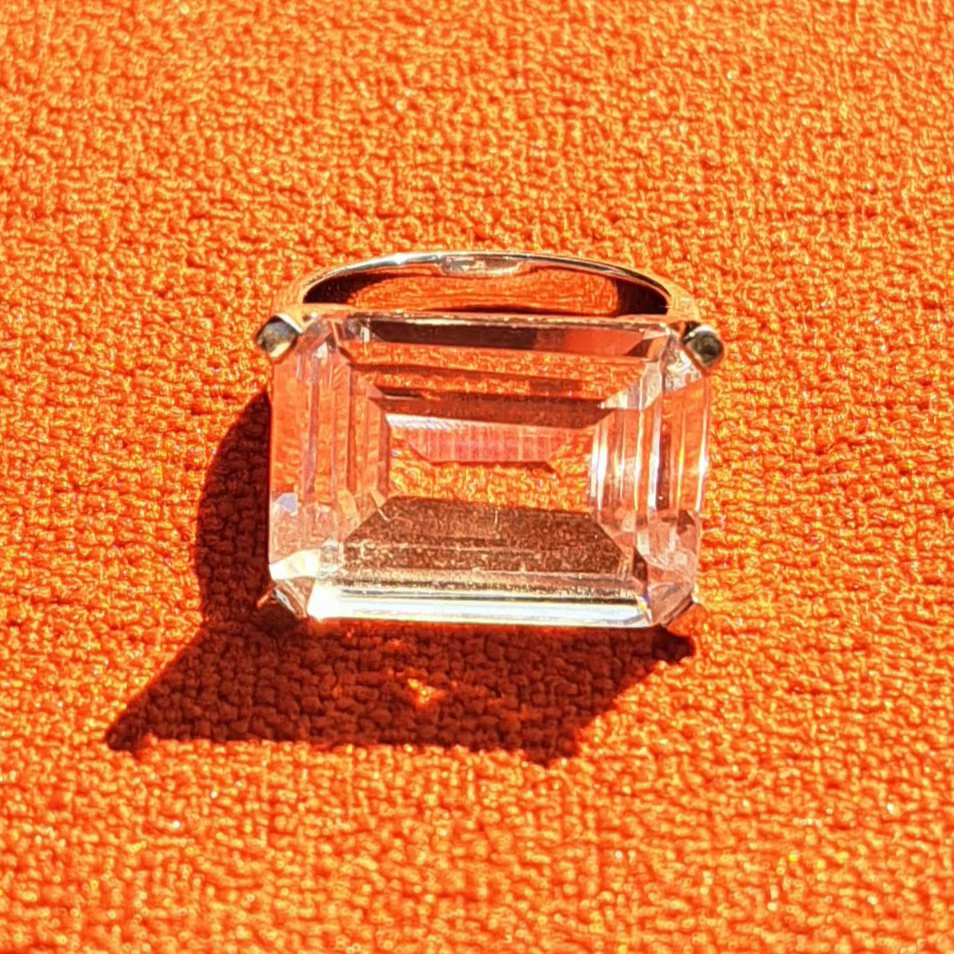 Bague en Argent 925 Solitaire au Cristal Rectangulaire