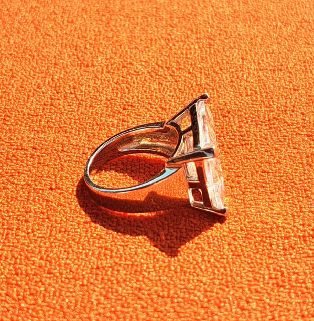 Bague en Argent 925 Solitaire au Cristal Rectangulaire