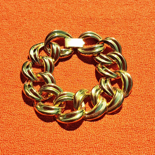 Bracelet à Maille Gourmette Vintage Métal Doré