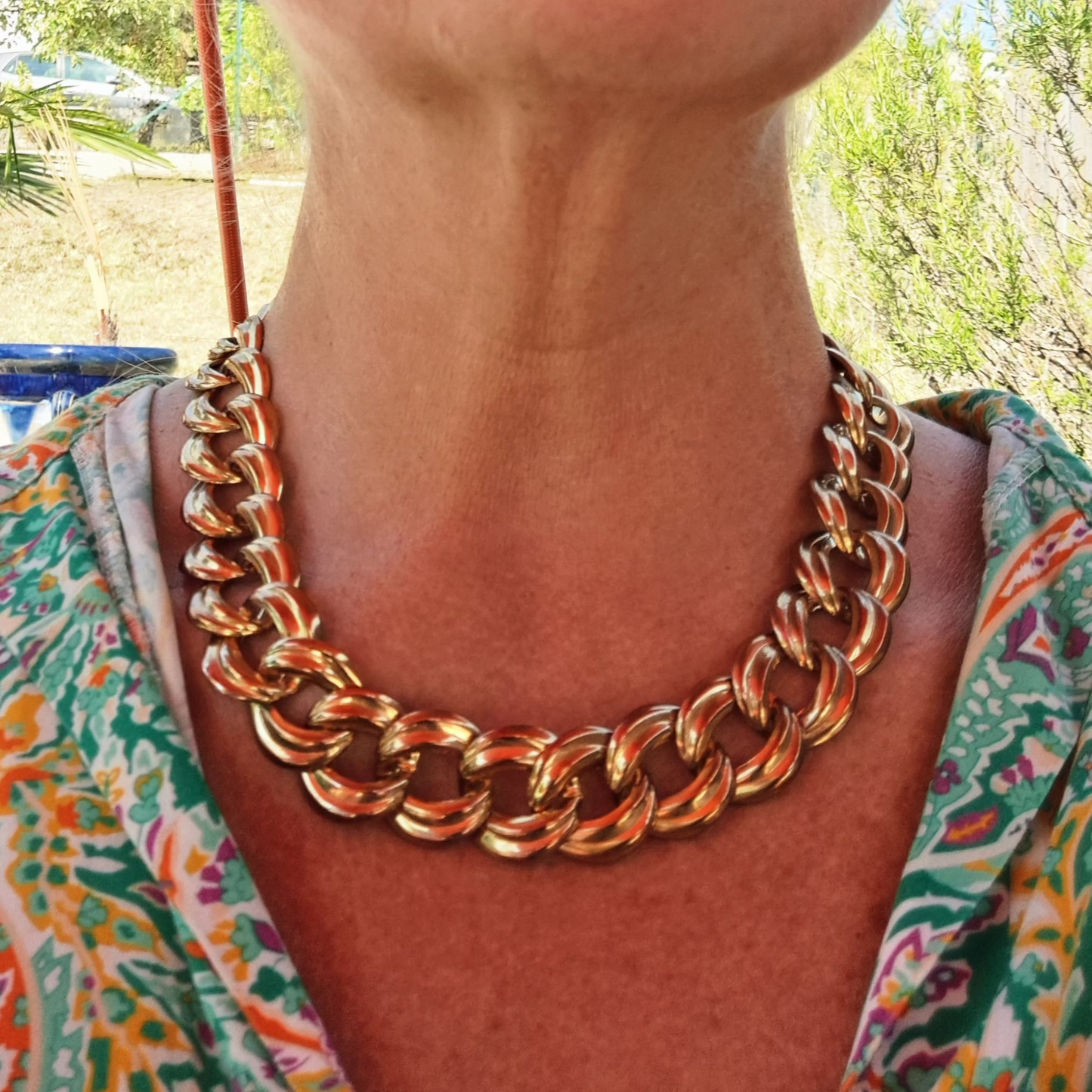 Ras-de-Cou Maille Gourmette Vintage Métal Doré