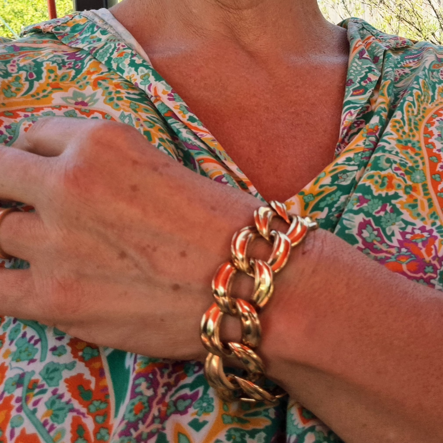 Bracelet à Maille Gourmette Vintage Métal Doré