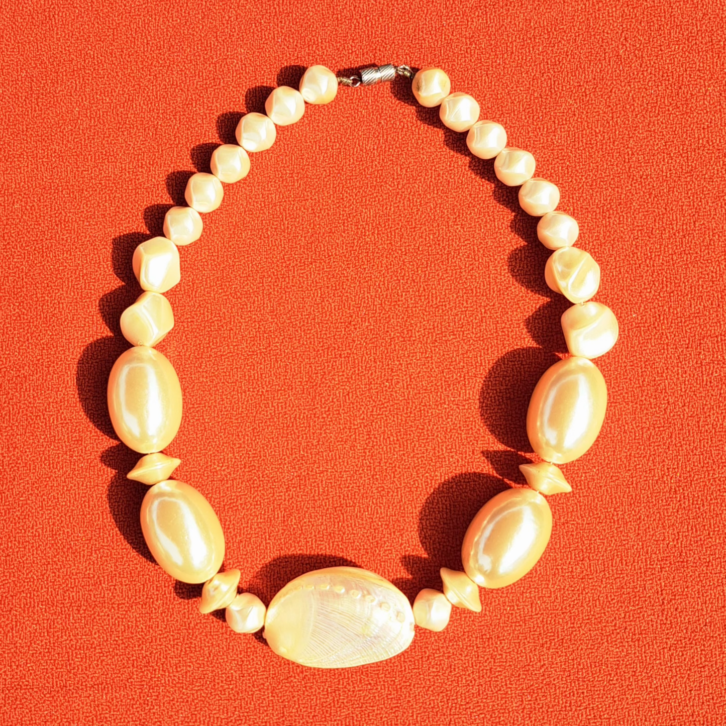 Ras-de-Cou Vintage Coquillage et Perles Nacrées d’Imitation Années 80