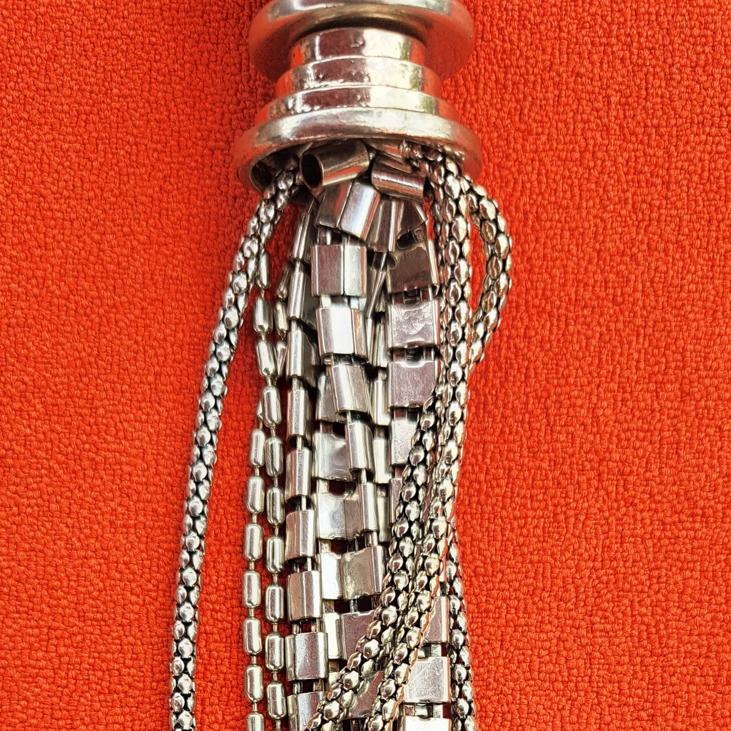 Sautoir Vintage Années 80 Maillons larges argentés