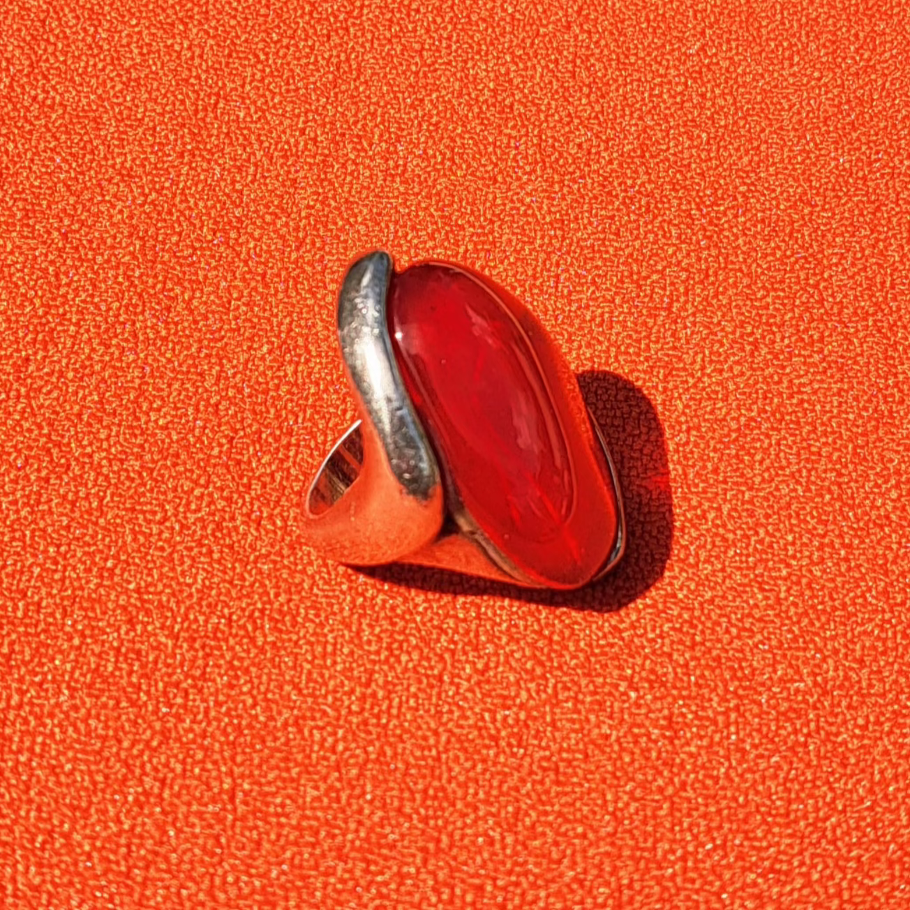 Bague de Créateur Vintage CICLON en Métal Argenté & Verre de Murano