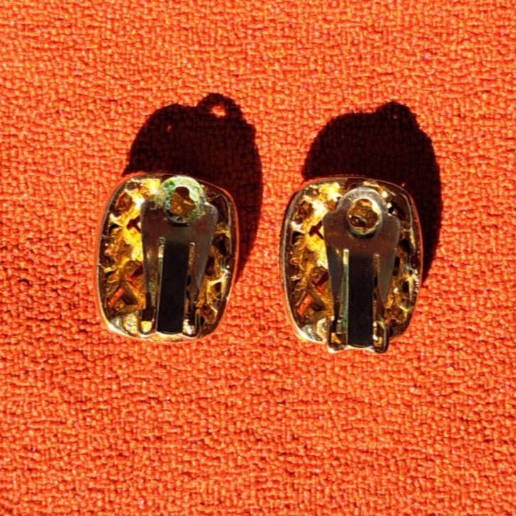 Clips d’Oreilles Vintage Dorés à Strass années 80