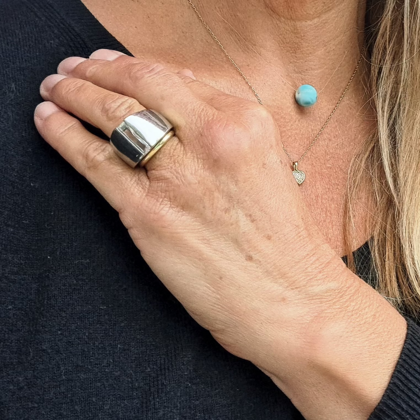 Bague Manchette en Métal Argenté Années 2000-2020