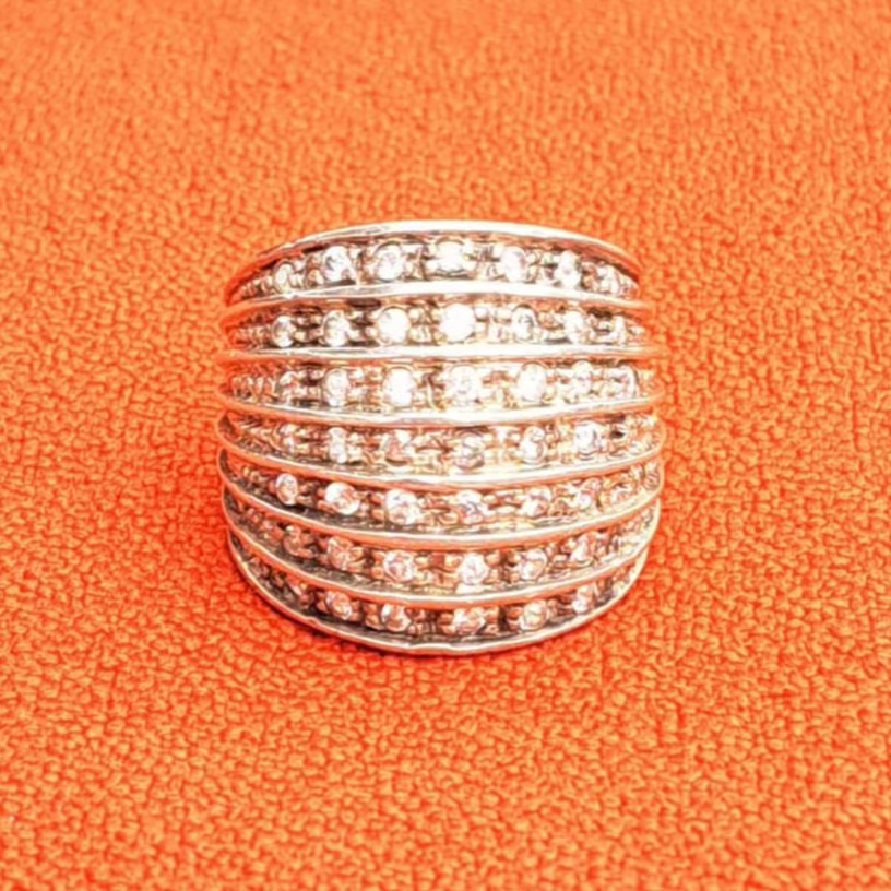 Bague Dôme en Argent 925 et Strass Années 2000-2015