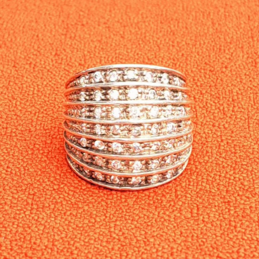 Bague Dôme en Argent 925 et Strass Années 2000-2015