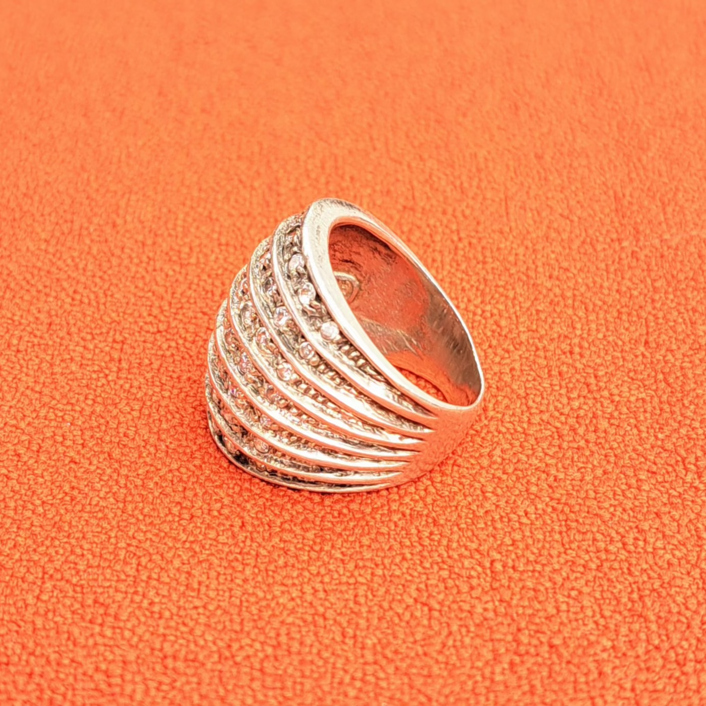 Bague Dôme en Argent 925 et Strass Années 2000-2015