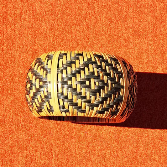 Bracelet Manchette en Bambou Tressé Année 1980-1990