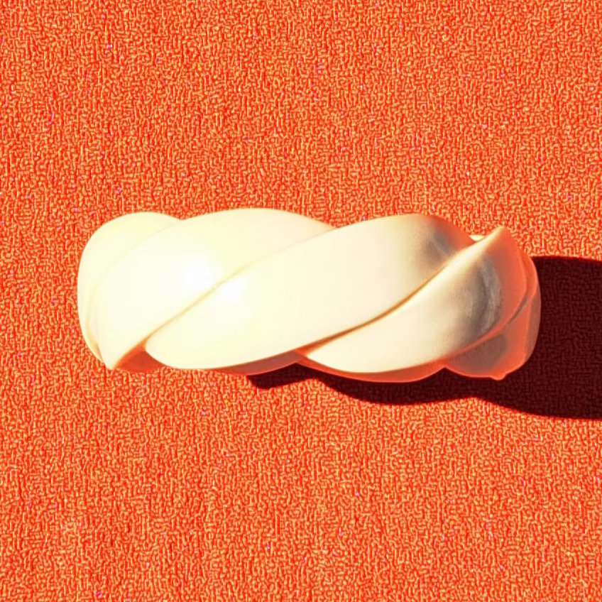 Bracelet Jonc Torsadé Crème, Style Acrylique Années 1980-1990