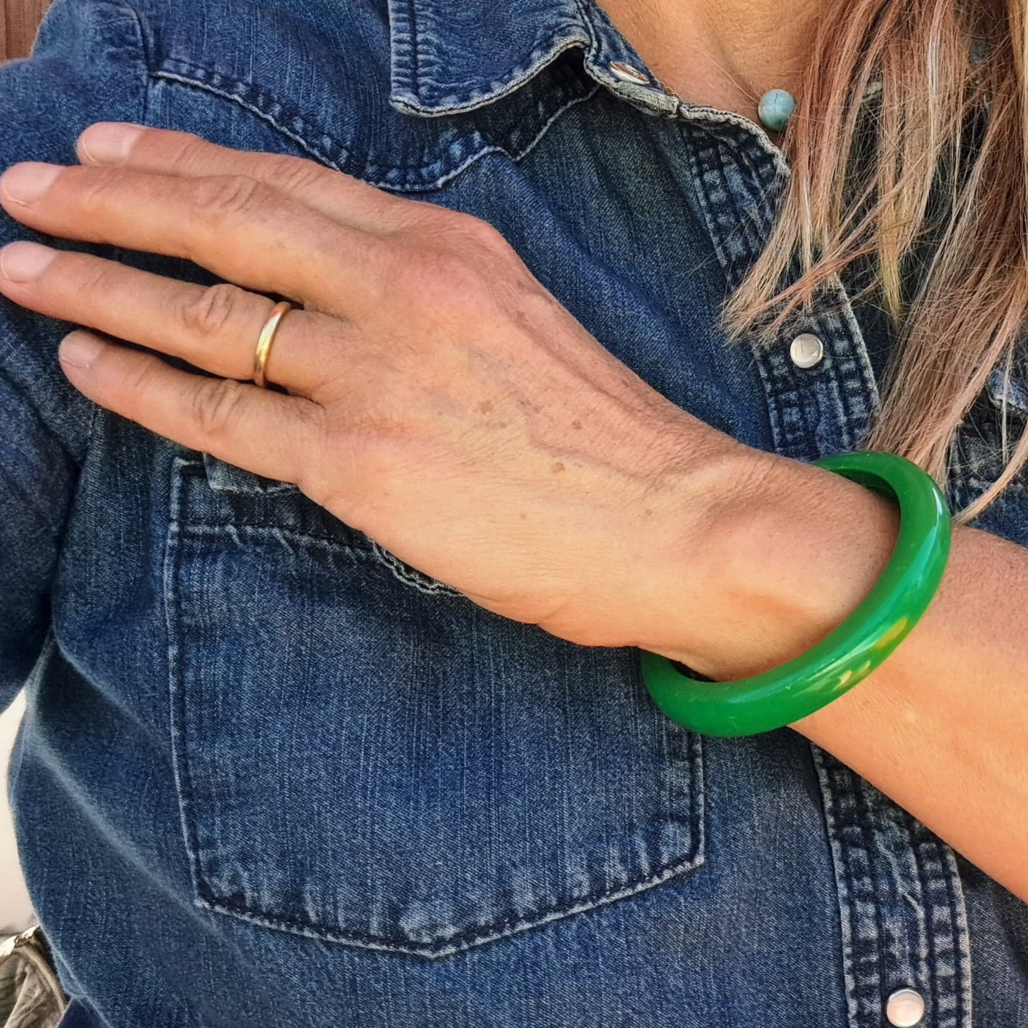 Bracelet Jonc Vert Pomme Années 80