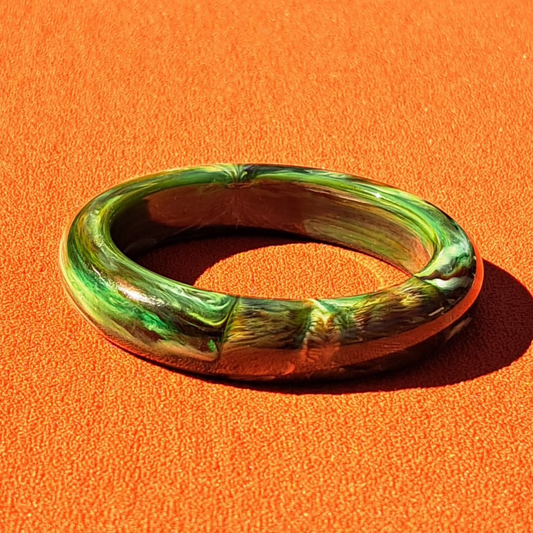 Bracelet Jonc en Bakélite Vert Marbré Années 1930–50