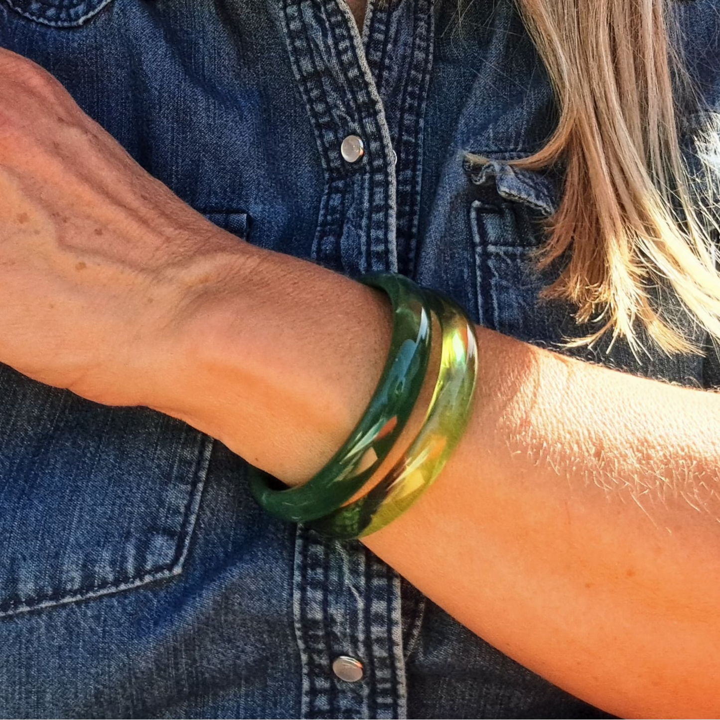 Duo de Bracelets Joncs Verts Années 1980–90