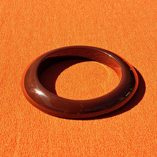 Bracelet Jonc en Résine Chocolat Design Asymétrique et Sculptural Années 1970-80