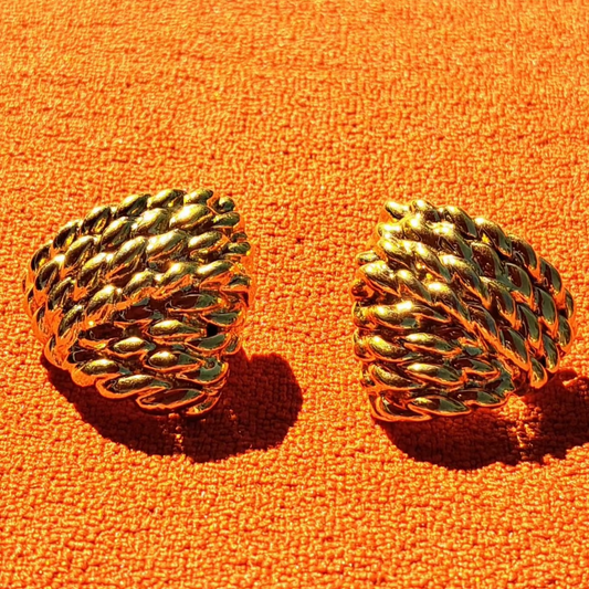 Clips d'Oreilles GONTIE PARIS Géométrie Sculpturale Or Cannelé