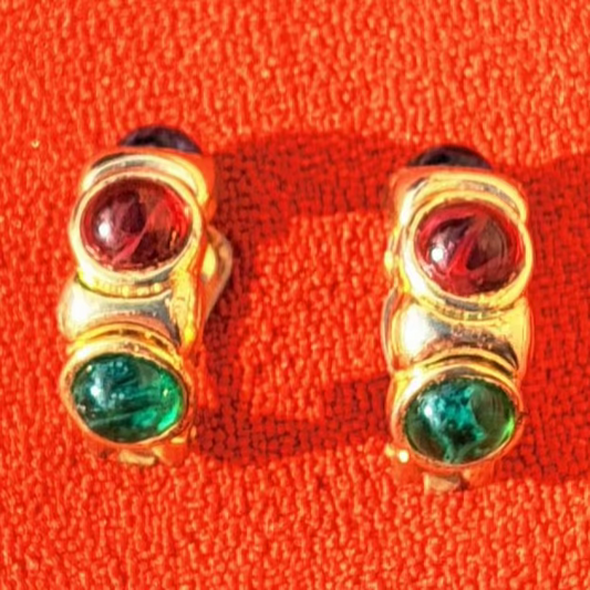 Clips Vintage St. JOHN Cabochons Multicolores